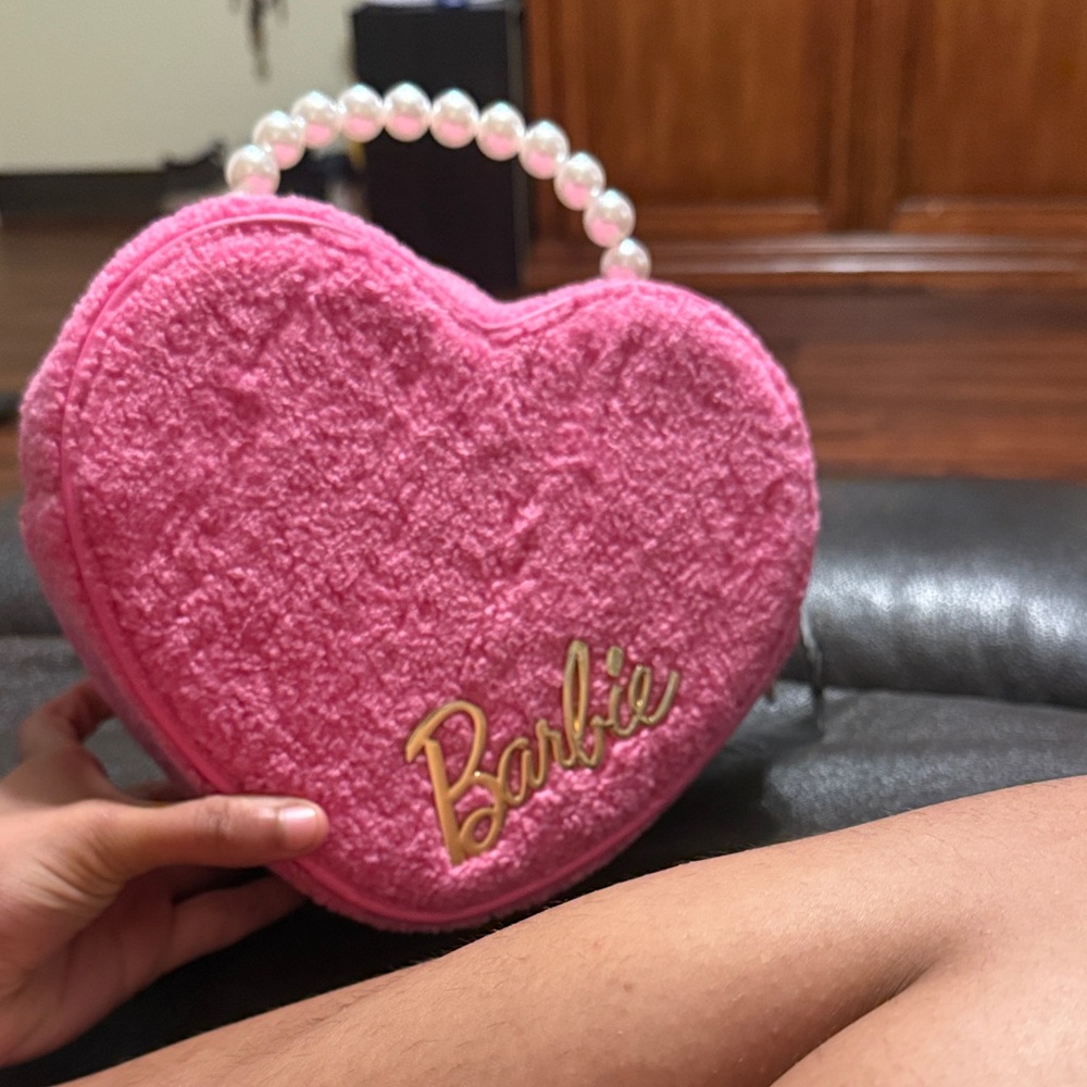 Barbie Pink Heart Bag with Gold Logo
